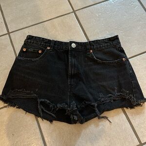Zara black high waisted denim shorts